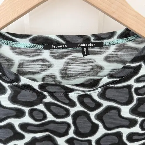 Proenza Schouler Leopard Animal Print Long Sleeve T-Shirt Top Size Medium M