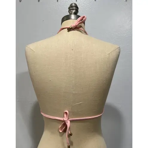 Vitamin A Women's Gia Ring Triangle Bikini Top Swimwear Pink Coral Size M Ribbed