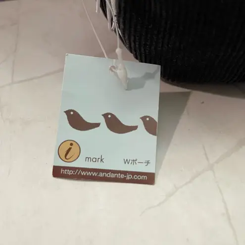 Adante iMark Black Corduroy Pouch White Bird Dead Stock RARE FIND Japan