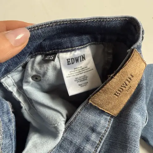 Edwin Anthropologie Elin Crop Straight Jeans Size 25 Wavelength Wash Slim Blue