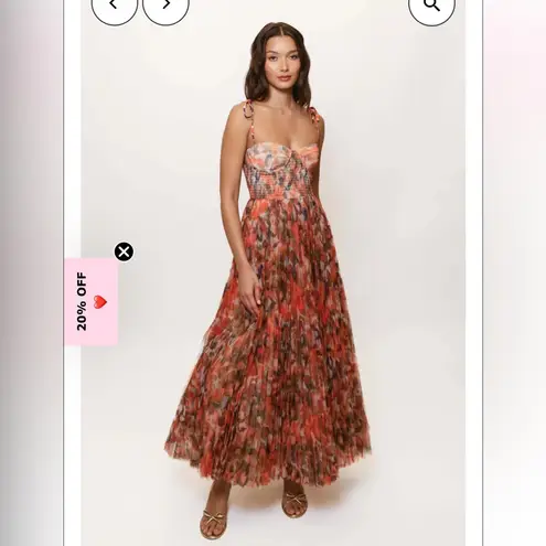 Hutch NEW Brianna Orange Tropical Floral Maxi Dress, Small, MSRP $398