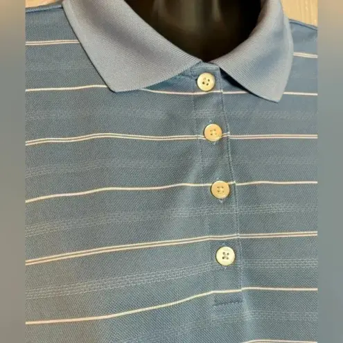 Nike ‎ Women's Golf Dri-Fit Polo Shirt Short Sleeve Light Blue Stripe Size Small