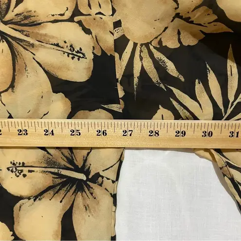 Islander 2X Black Beige Floral Tunic Blouse Top Hawaiian