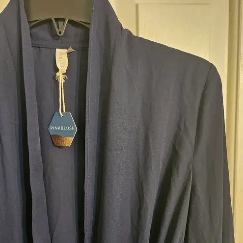 Pinkblush Navy Women's Robe Sz M Bell Sleeves Side Slits NEW