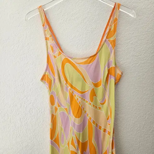 Delfi Collective Donna Multicolor Psychedelic Slip Dress Maxi Size Large Orange