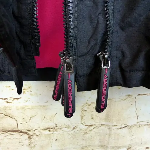 Superdry Jacket Womens S Black Arctic Windcheater Fleece Lining Zippers Gorpcore