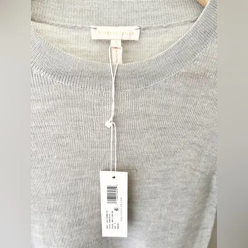 Rebecca Taylor Gray White Lace Combo Pullover Alpaca Wool Crew Sweater Size S