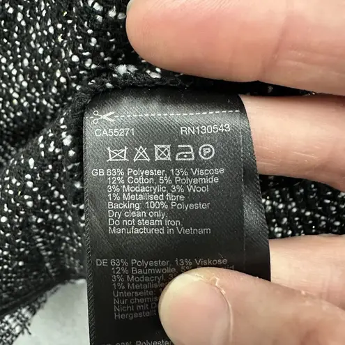 Long Tall Sally Tweed Fringe Coat Jacket Cotton Wool Blend Preppy Office Size 18 Black