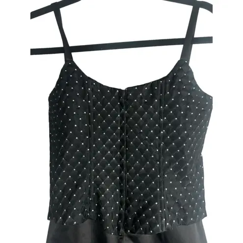 Jessica McClintock GUNNE SAX Formal Corset Maxi Satin 5 Black Rhinestone Dress