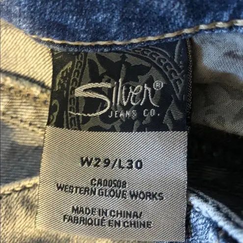 Silver Jeans Silver Suki Jean Size 29X29 Flare Med Blue Thick Stitch Pockets Worn In