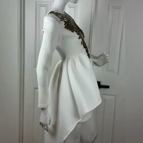 Eien U.S.A Elegant White and Gold High Low Dress Size Small