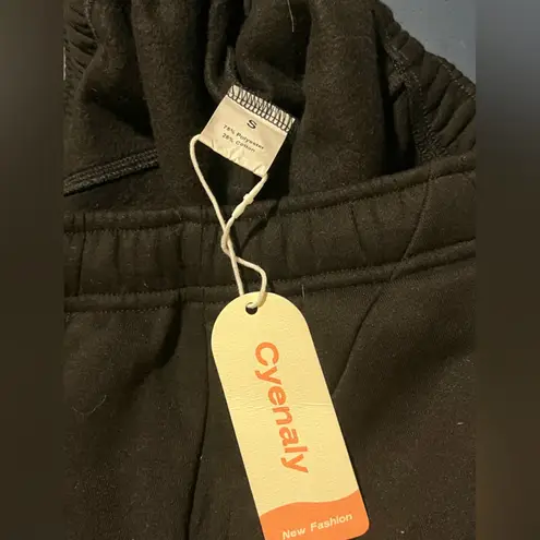 Cyenaly Black Fleece Lined Baggy Sweatpants Joggers NWT Size Small