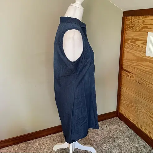 Wax Jean Sleeveless Button Up Dark Wash Denim Dress Medium