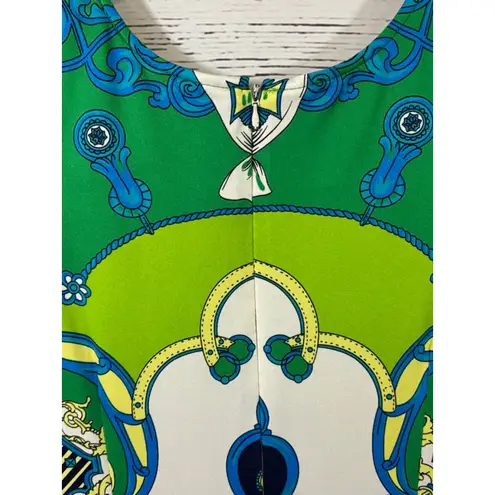 Women's by Julie Brown Long Sleeve Dress S Green Blue Patterned