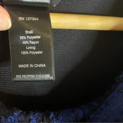 Ali Miles Royal Blue and Black Design tunic Sweater with Cowl Neck Size XL