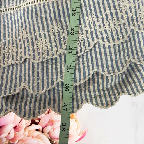 Superdry Prairie Dress 100% Cotton Lace Trim Blue White Sz 4 NWT