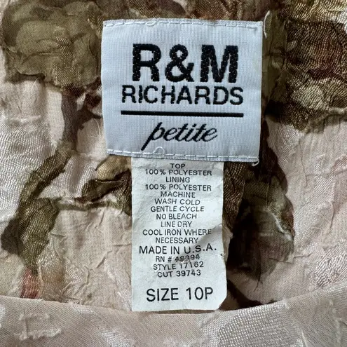 R & M Richards Vintage Y2K Petite Cream Floral Print Short Sleeve Blouse