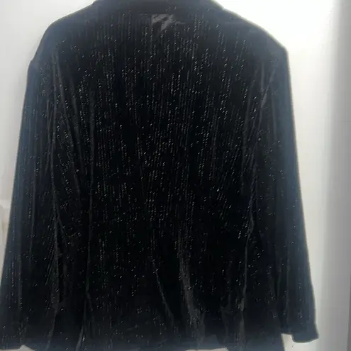 Ava & Viv NEW 2X- Black Velvet Blazer One Button