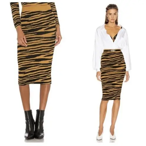 GRLFRND  x Revolve Toni Midi Bodycon Skirt in Zebra Black and Gold Size Small S