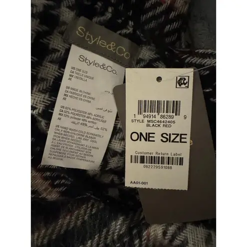 Style & Co One Size Reversible Houndstooth Topper Black Coverup Poncho Wrap - Image 8