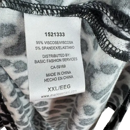 Mario Serrani Italy Gray Black Leopard Print Long Sleeve Stretchy Blouse Sz XXL