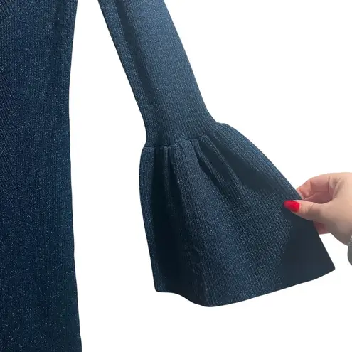 Self Portrait NEW NWT Dark Blue Lurex Knit Midi Dress