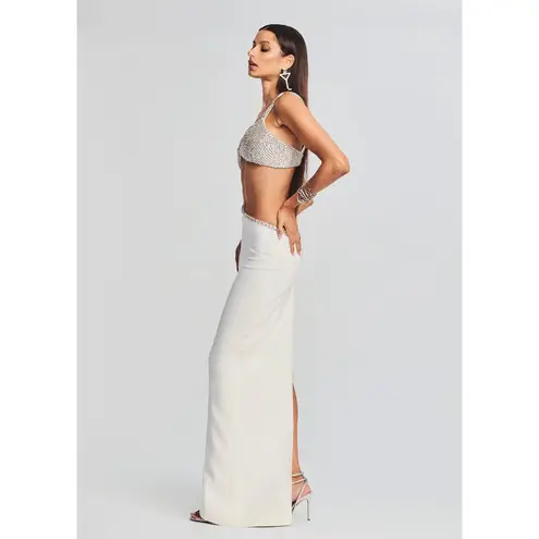 retrofete Fernanda Embellished Asymmetric Maxi Dress White/Silver Womens Size Sm White