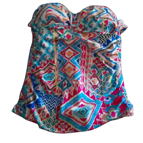 Swimsuits for All Multicolored Tankini Top Size 8 White