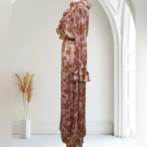 Lulus Exquisite Attention Lilac Floral Print Ruffled Long Sleeve Dress S Purple