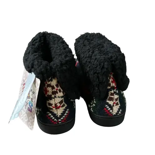 Muklucks MUK LUKS Sherpa Fold Over Cuff Memory Foam Slipper Booties NEW Size Small