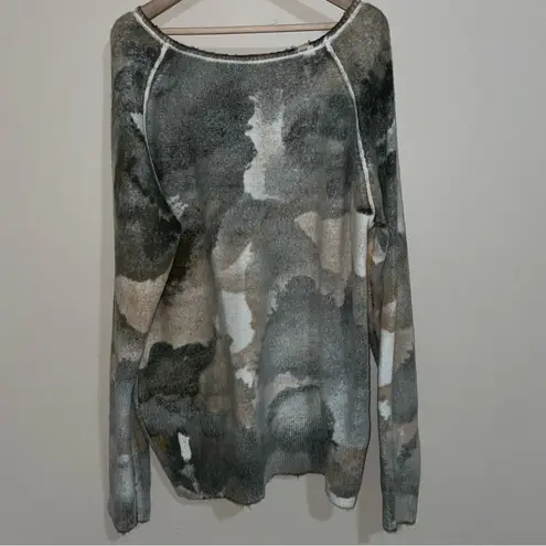 Charlie B Green & Brown Abstract Watercolor Print Reversible Sweater Size Lg NWT - Image 2