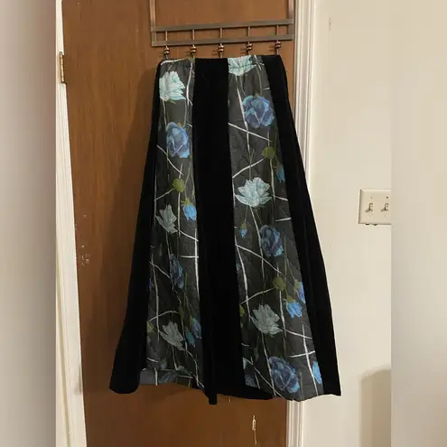 70s Chessa Davis quilt maxi skirt floral velvet Black Size M