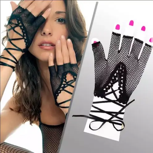 Fishnet Lace Fingerless Gloves New