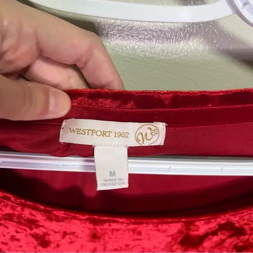 Westport 1962 Red Crushed Velvet Fitted 3/4 Sleeve Medium Date Night Vampire