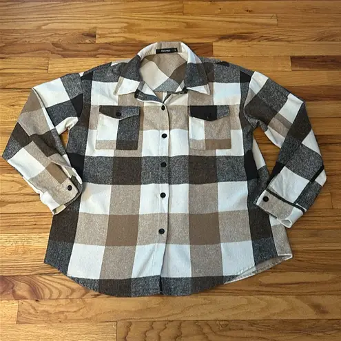 🌺 Automet Plaid Shacket Sz M Brown Size M