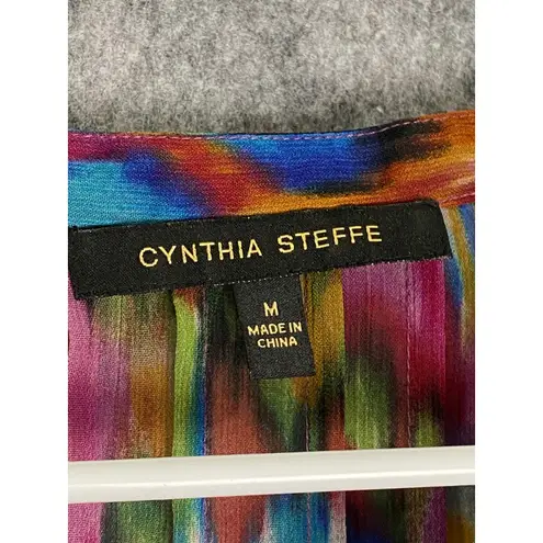 Cynthia Steffe Multicolor Abstract Print Blouse Sheer Tunic Top Women's M