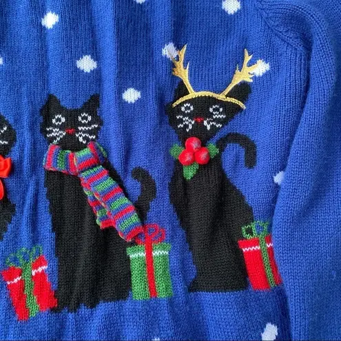 Karen Scott Cat Polka Dot Christmas Sweater
