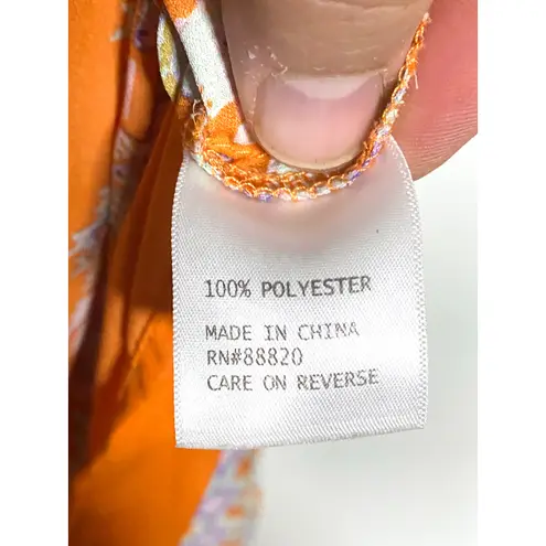 Saint Tropez West Paisley Blouse Top L Orange Paisley Boho Coastal Hippie Chic