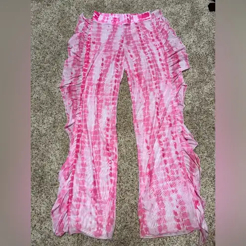 Pink & White Tie Dye Bikini CoverUp Pants
