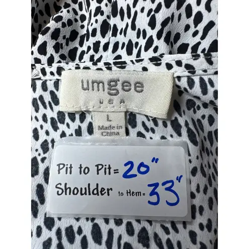 Umgee Women's Romper Black White Print V Neck Short Sleeve Size L