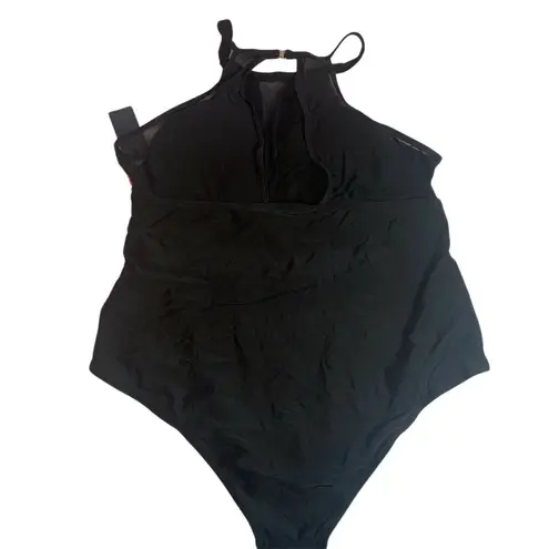 Aqua Eve Women's Plus Size Floral One Piece Swim Suit 24W Black