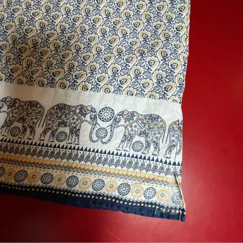 J Jill Linen womans PS Elephant Print Sleeveless Tunic Top Coastal Boho Tank Blue Size undefined