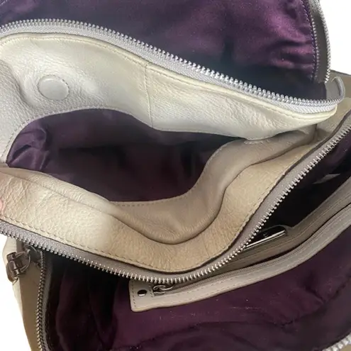 B Makowsky B. Makowsky Cream Leather Satchel Zipper Top Bag Women