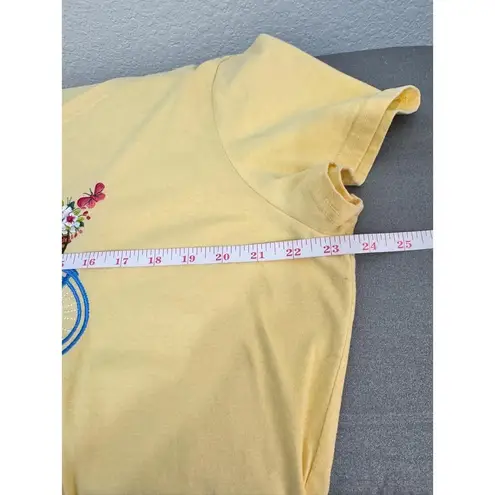 Liberty Lane Yellow Short Sleeve Bicycle Embroidery Floral TShirt Size 1X