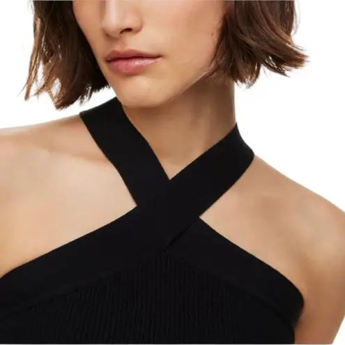 Sincerely Jules Aritzia Sculpt Knit Criss Cross Halter Dress Black Medium NWT