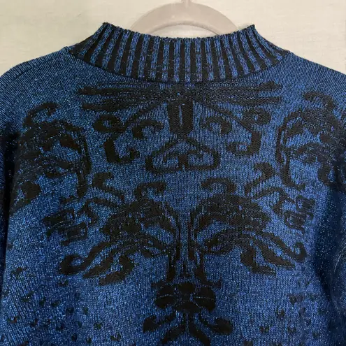 Vintage Adele Knitwear Lurex Blue Sparkle Metallic Sweater XL Women’s Baroque