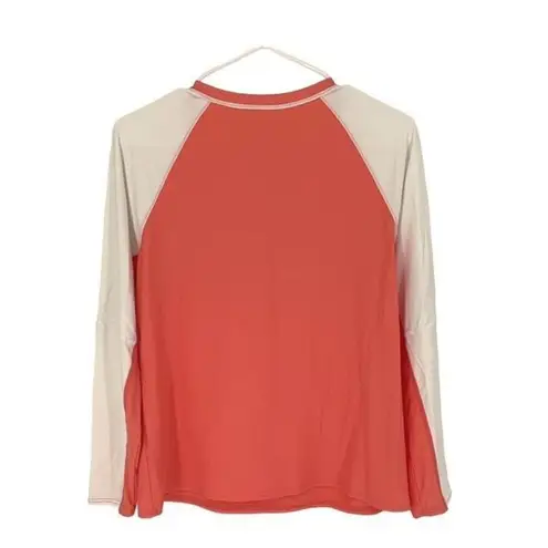 L.L. Bean Rash guard 1/4 Quarter Zip Jersey Shirt Top Size Large Coral/White Orange