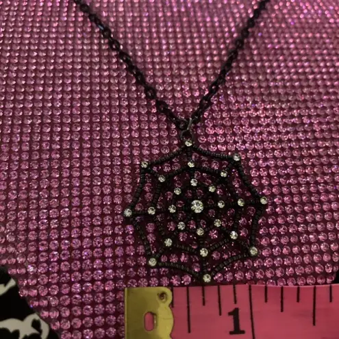 Boutique Spiderweb Necklace Halloween Witch Costume Rhinestone Embellished Black Jewelry