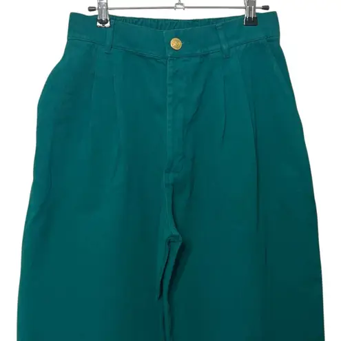 Big Bud Press Trousers Women’s Petite Small Green High Rise Relaxed Fit Cotton Size 26