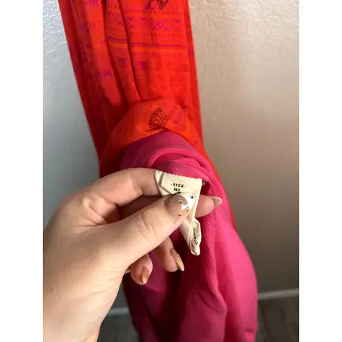 Chufy Huancayo Halter Lace Eyelet Maxi Dress Size Medium Large Red